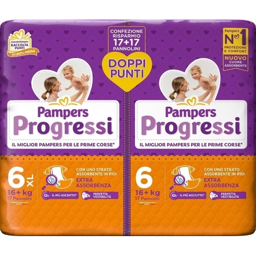 Pampers Progressi Extralarge Pacco Doppio, 34 Pannolini