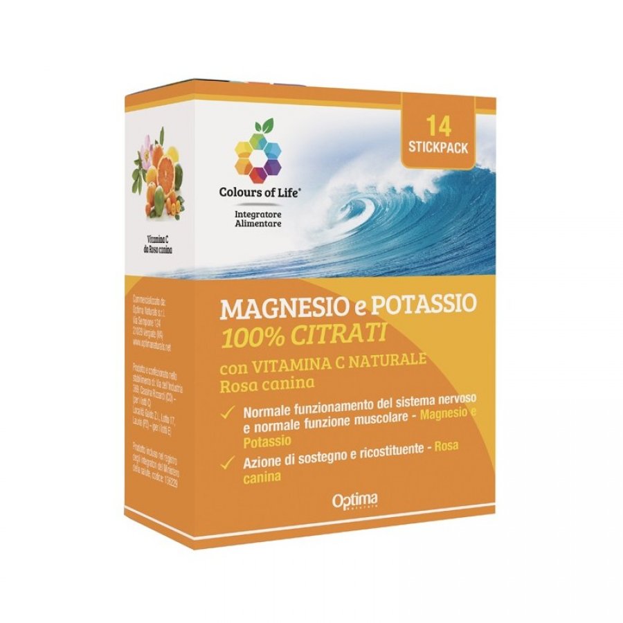Colours Of Life Magnesio e Potassio 100% Citrati con Vitamina C - Integratore per Sistema Nervoso, Muscolare e Immunitario - 60 Compresse