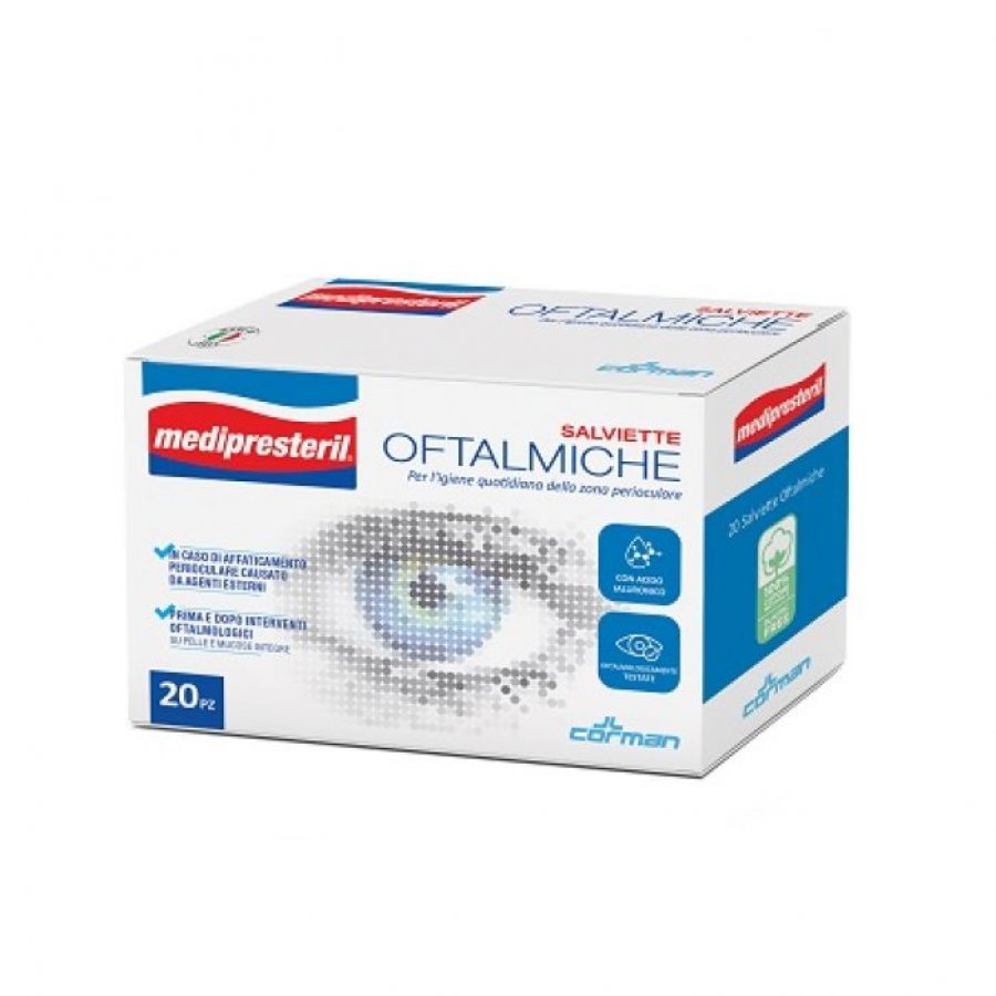 Corman Medipresteril Salviette Oftalmiche 20pz - Salviette per l'Igiene Oculare