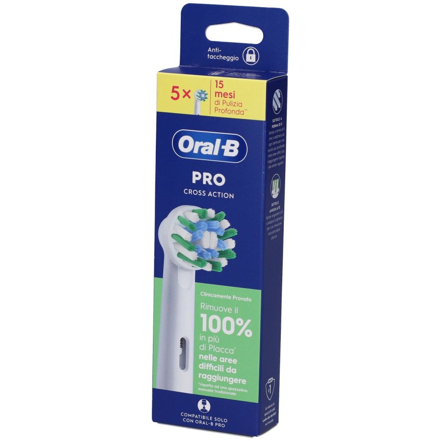 Oral-B Pro Cross Action Testine Ricambio, 5 Pezzi