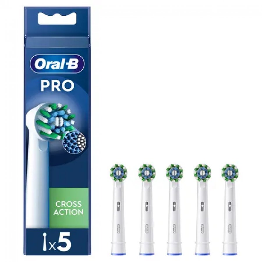 Oral-B - Refill Power EB50-5 Cross Action 5 Testine Ricambio, Per una pulizia efficace e duratura