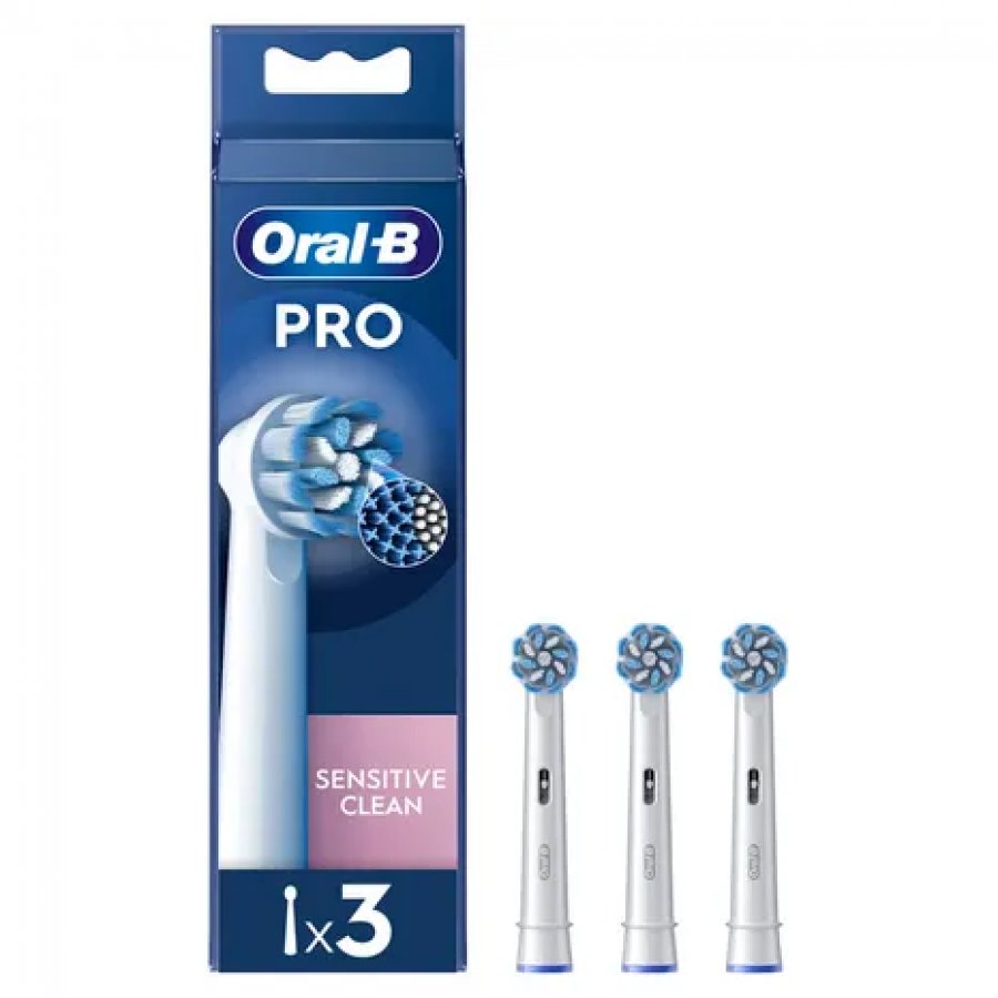 Oral-B Pro Sensitive Clean Testine di Ricambio 3 Pezzi - Pulizia Efficace per Denti Sensibili