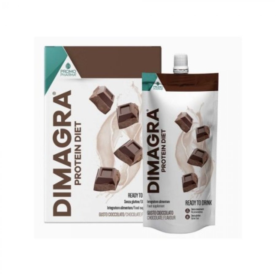 Dimagra Protein Diet Cioccolato - 7 Pouch da 220g - Snack Proteico al Gusto di Cioccolato