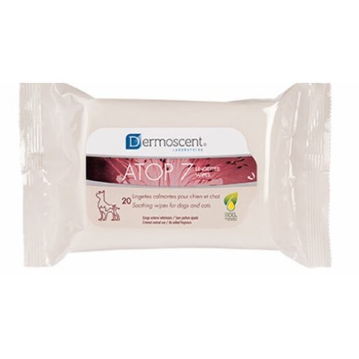 Atop 7 Wipes Salviettine Calmanti per Cani e Gatti 20 Pezzi - Idratazione e Lenimento per Animali Domestici