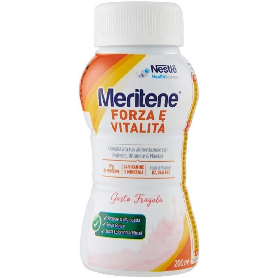 Nestlé Meritene Protein Drink Fragola 200ml - Integratore Proteico Pronto da Bere