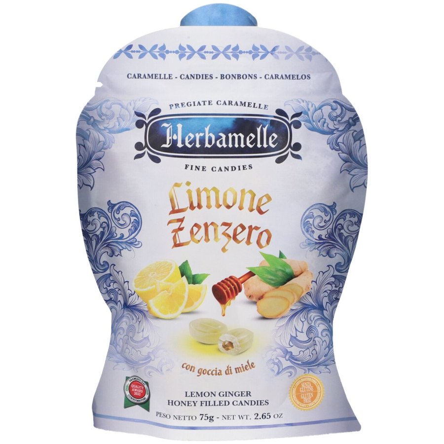 Herbamelle, Limone e Zenzero Caramelle, 75 g