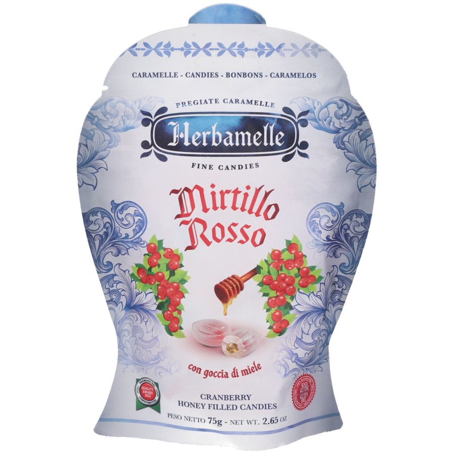 Herbamelle, Mirtillo Rosso Caramelle, 75 g