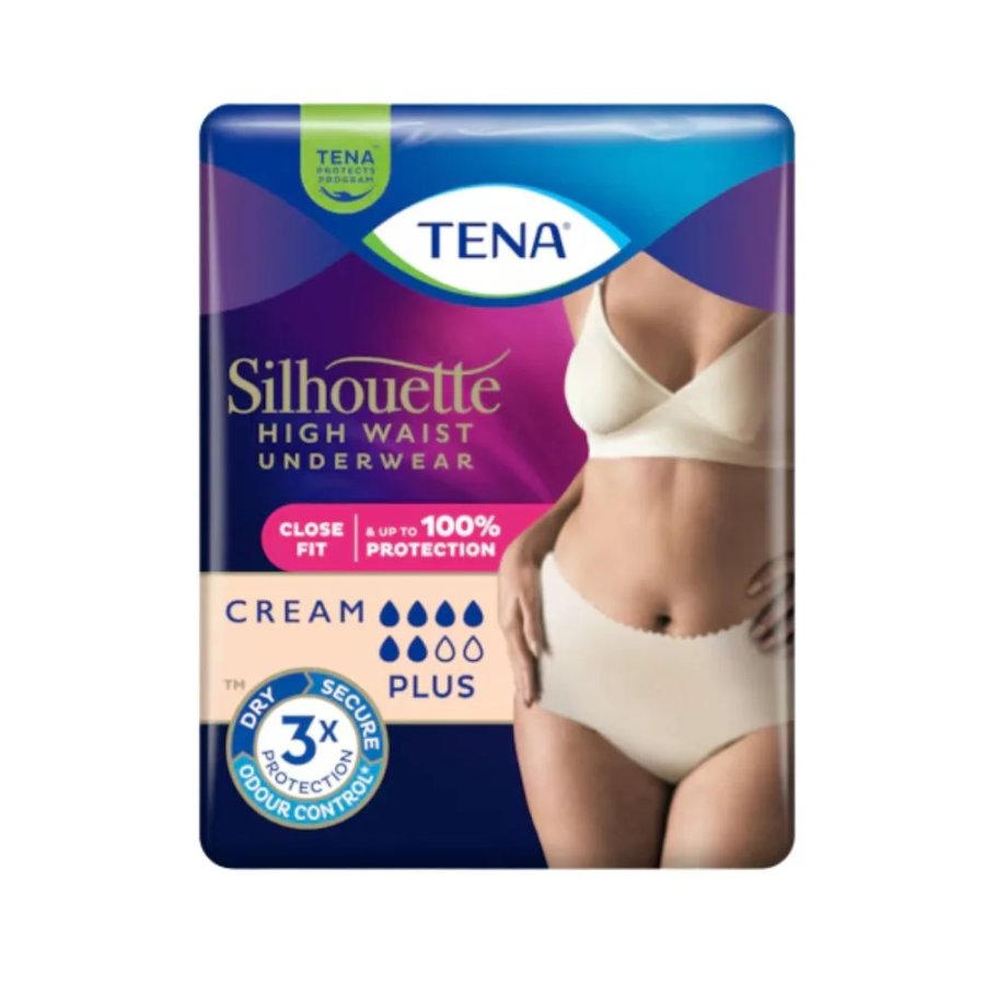 Tena Silhouette Plus Cr&egrave;me Vita Alta Mutandine Assorbenti Femminili, 9 pezzi