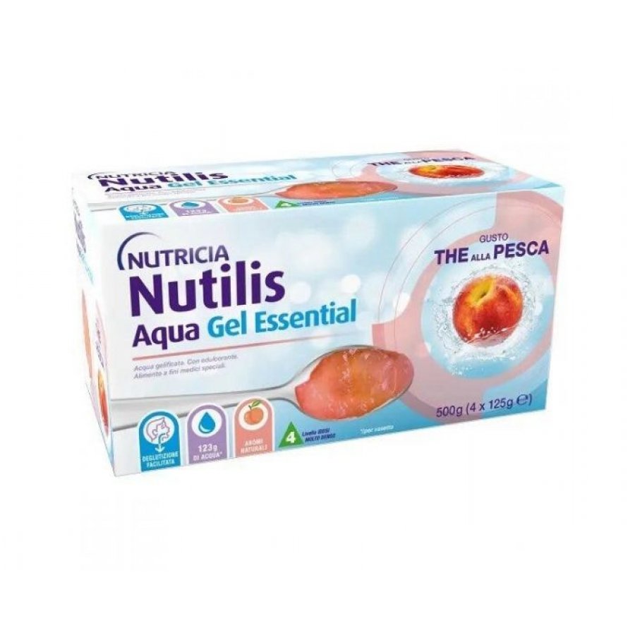 Nutricia Nutilis Aqua Essential Gel The Alla Pesca 4x125g - Alimento per disfagia