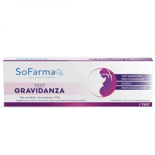 SoFarmapiù Test Gravidanza - Rilevazione hCG Anticipata, 5 Giorni Prima del Ciclo, 1 Test