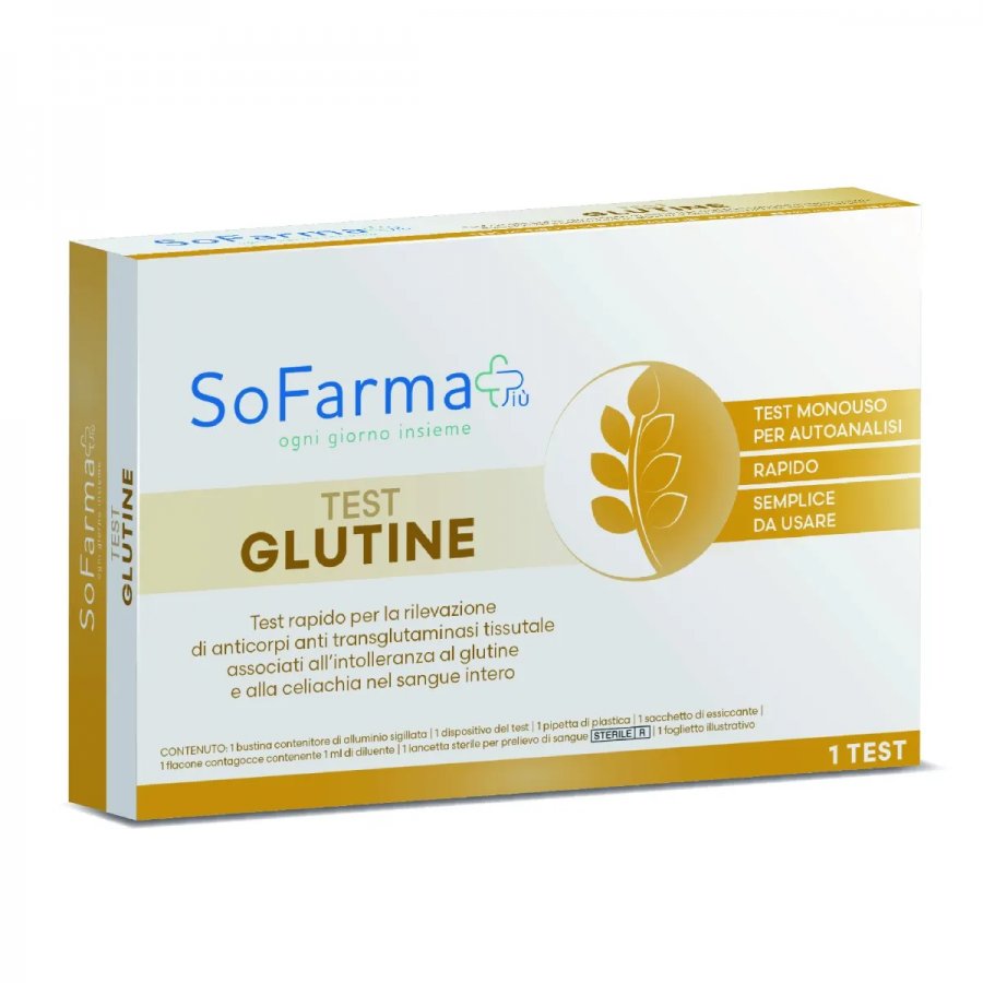 SoFarmapiù Test Rapido Anticorpi Anti Transglutaminasi Tissutale - Rilevazione Intolleranza al Glutine, 1 Test