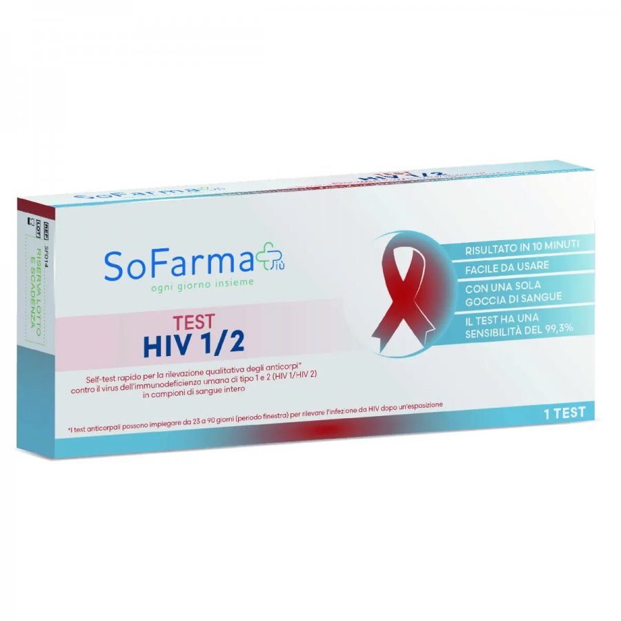 SoFarmapiù Test HIV 1/2 - Rilevazione Anticorpi, Sicuro e Affidabile, 1 Test