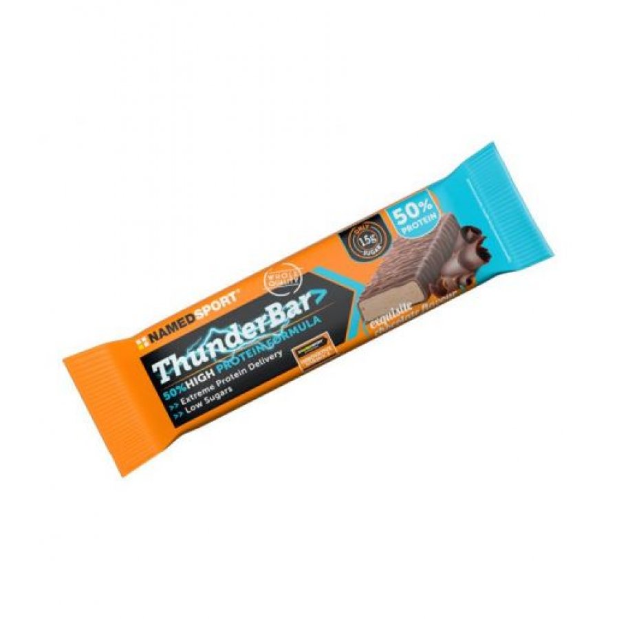 Named Sport - Thunder Bar Cioccolato 50g - Barretta Proteica al Cioccolato per Energia e Recupero Muscolare
