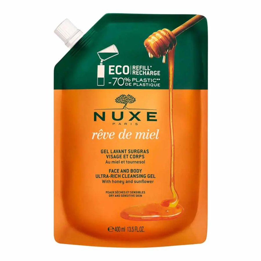 Nuxe Reve de Miel, Eco Ricarica Gel Lavante Viso e Corpo, 400 ml