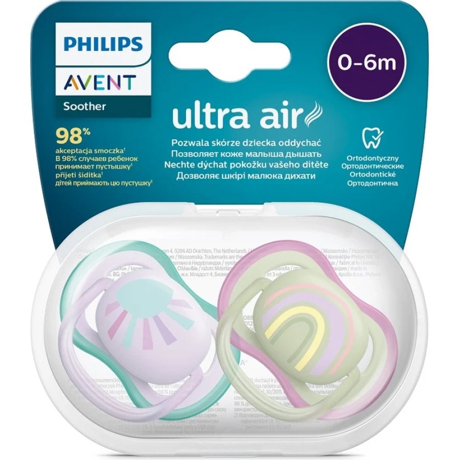 Philips Avent Ultra Air 0-6 mesi Rosa Sole Arcobaleno, 2 pezzi