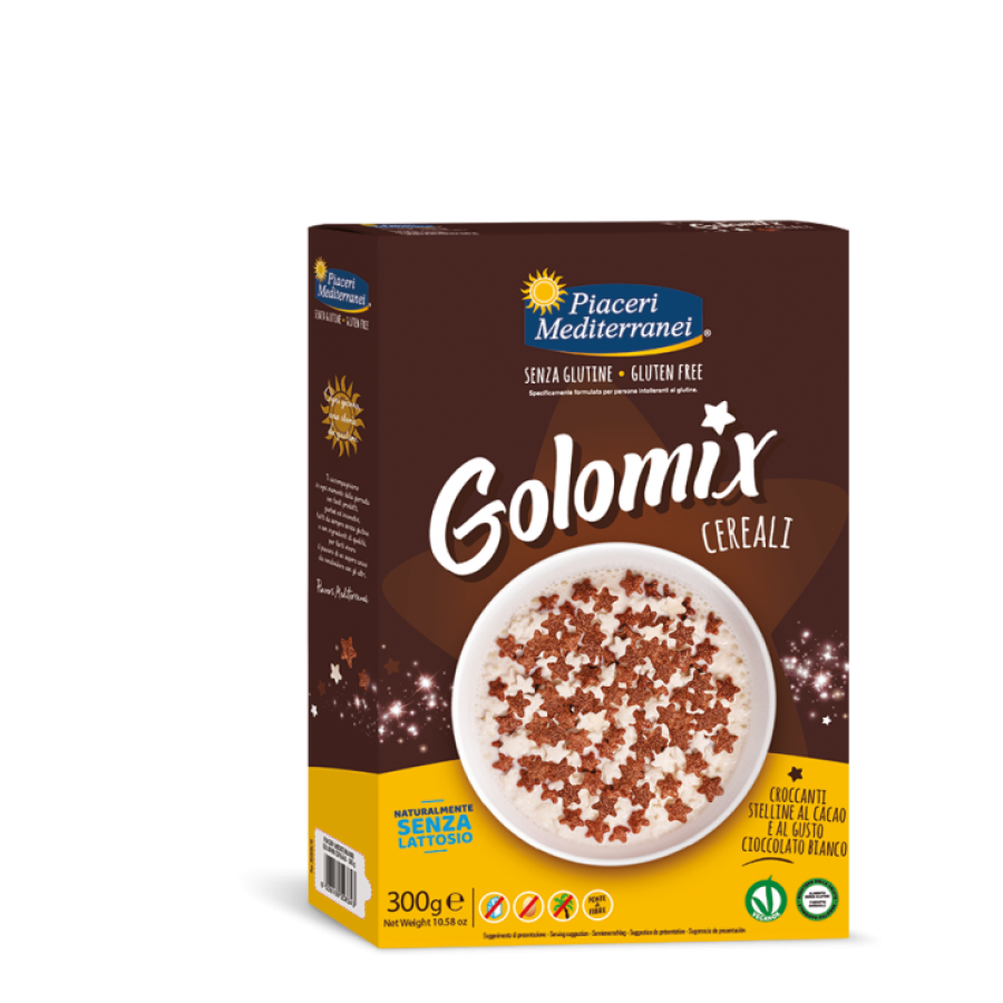 Piaceri Mediterranei Golomix Cereali 300g - Cereali Vegani al Cioccolato Bianco e Cacao per Colazioni Indimenticabili