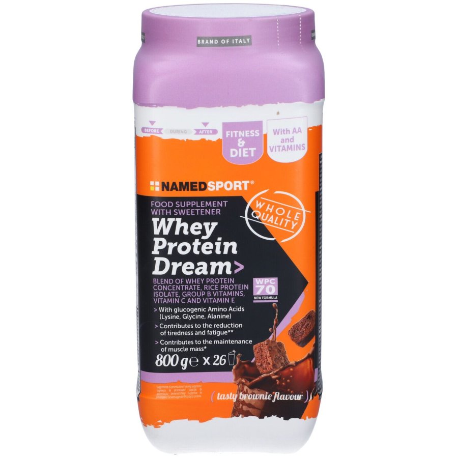 Whey Protein Dream Tasty Brownie 800 g - Proteina del Siero del Latte per la Crescita Muscolare - Integratore Proteico