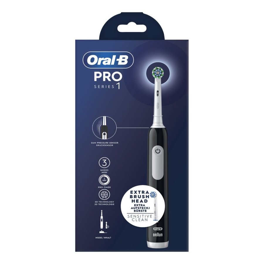 Oral-B Pro Series 1 Spazzolino Elettrico Ricaricabile Black con 2 Testine