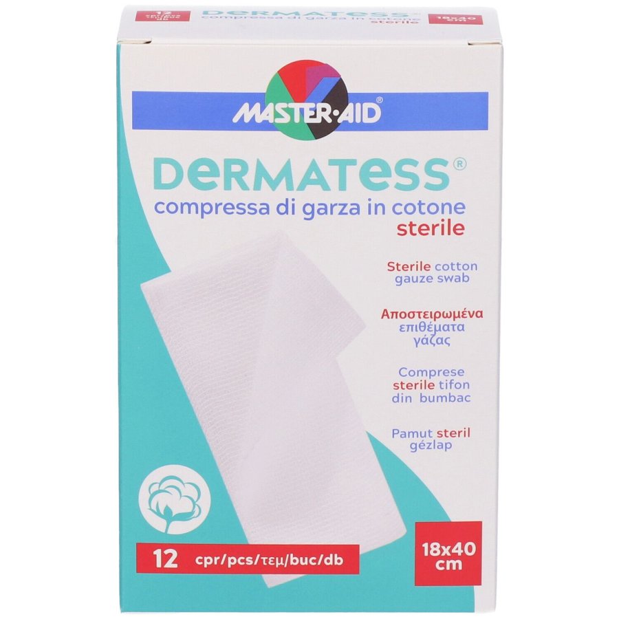 Master-Aid Dermatess Compresse di Garza Sterile 18 x 40 cm, 12 Veli