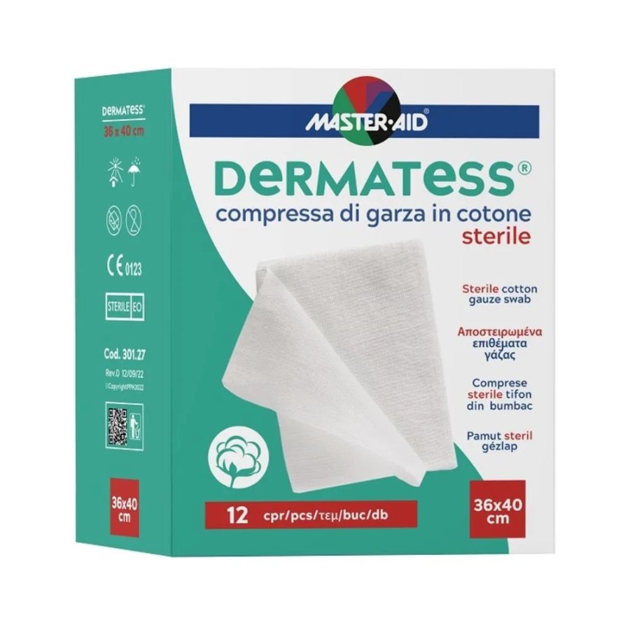 Master-Aid Dermatess Compresse di Garza Sterile 36 x 40 cm, 12 Veli