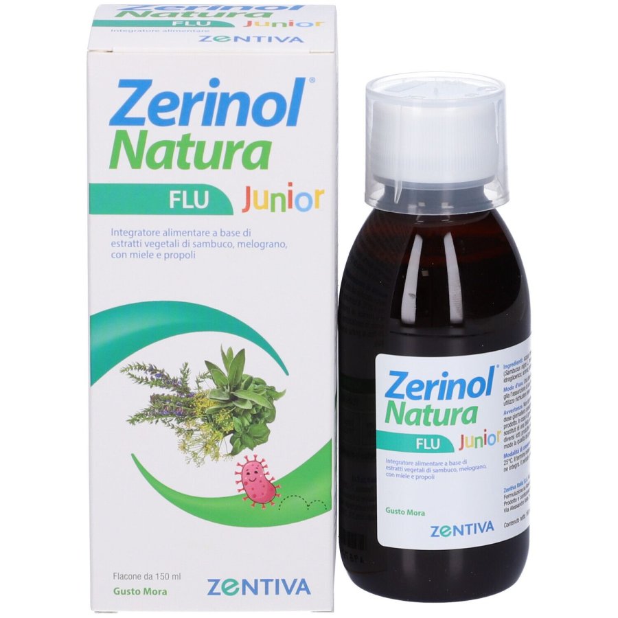 Zentiva Zerinol Natura Flu Junior Sciroppo Sciroppo Tosse e Mal di Gola, 150ml