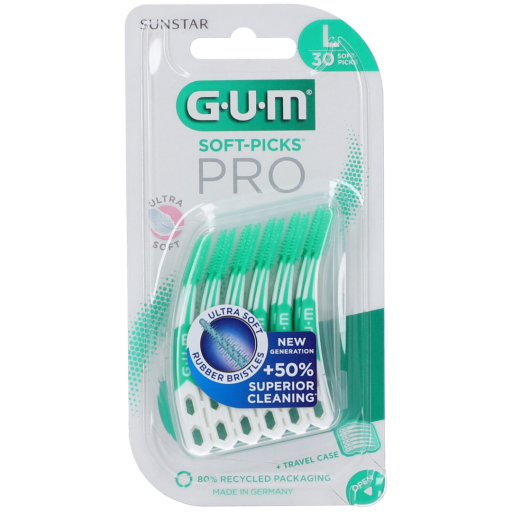  GUM Soft-Picks PRO Scovolino Interdentale Setole Morbide Taglia L 30 Pezzi, Pulizia Profonda Denti