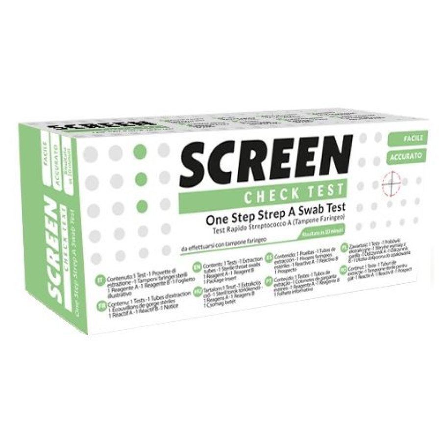 Screen Strep A Test Rapido Autodiagnostico, 1 pezzo Screen Strep A Test Rapido Autodiagnostico, 1 pezzo