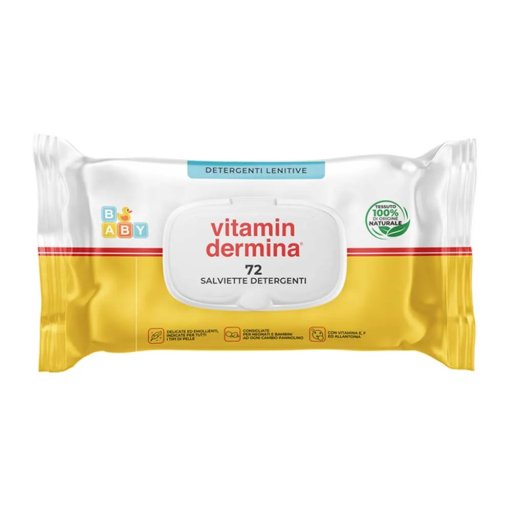 VitaminDermina Baby Salviette Detergenti Lenitive, 72 Salviettine