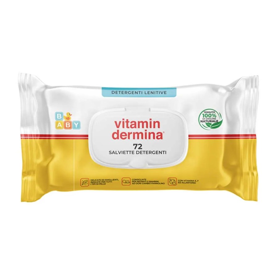 VitaminDermina Baby Salviette Detergenti Lenitive, 72 Salviettine