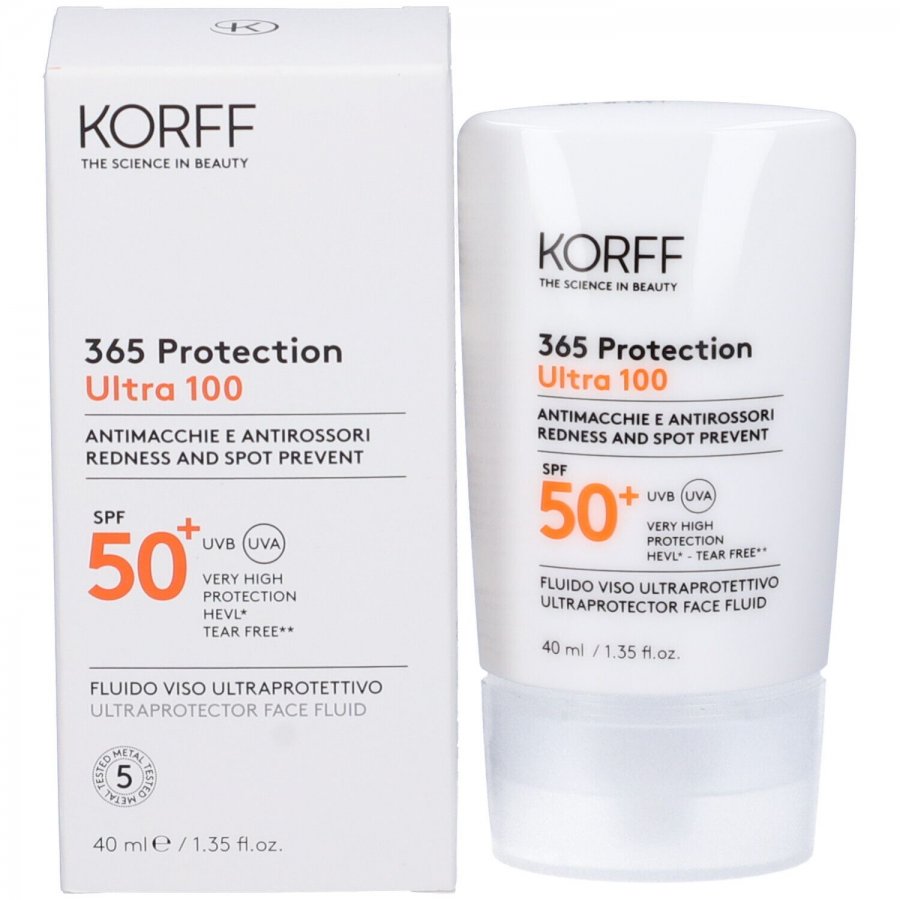 Korff 365 Protection Ultra 100 Fluido Viso SPF50+ 40ml - Protezione Solare Molto Alta