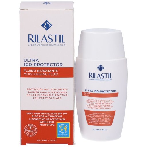 Rilastil Ultra 100-Protector Fluido Protezione Molto Alta SPF50+, 50ml
