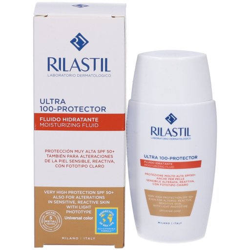 Rilastil Ultra 100-Protector Color Fluido Idratante Colorato SPF50+, 50ml