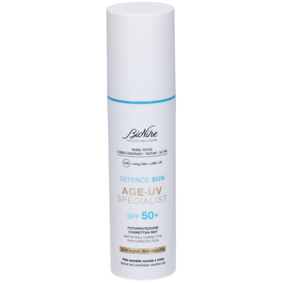 BioNike Defence Sun Age-UV Specialist SPF50+ Idratante MAT Pelle Mista, 50 ml