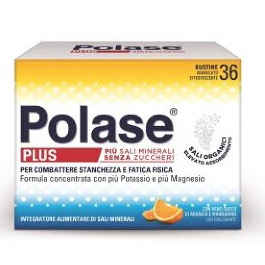 Polase Plus Integratore Sali Minerali Senza Zuccheri 36 Bustine - Potassio e Magnesio, Senza Glutine