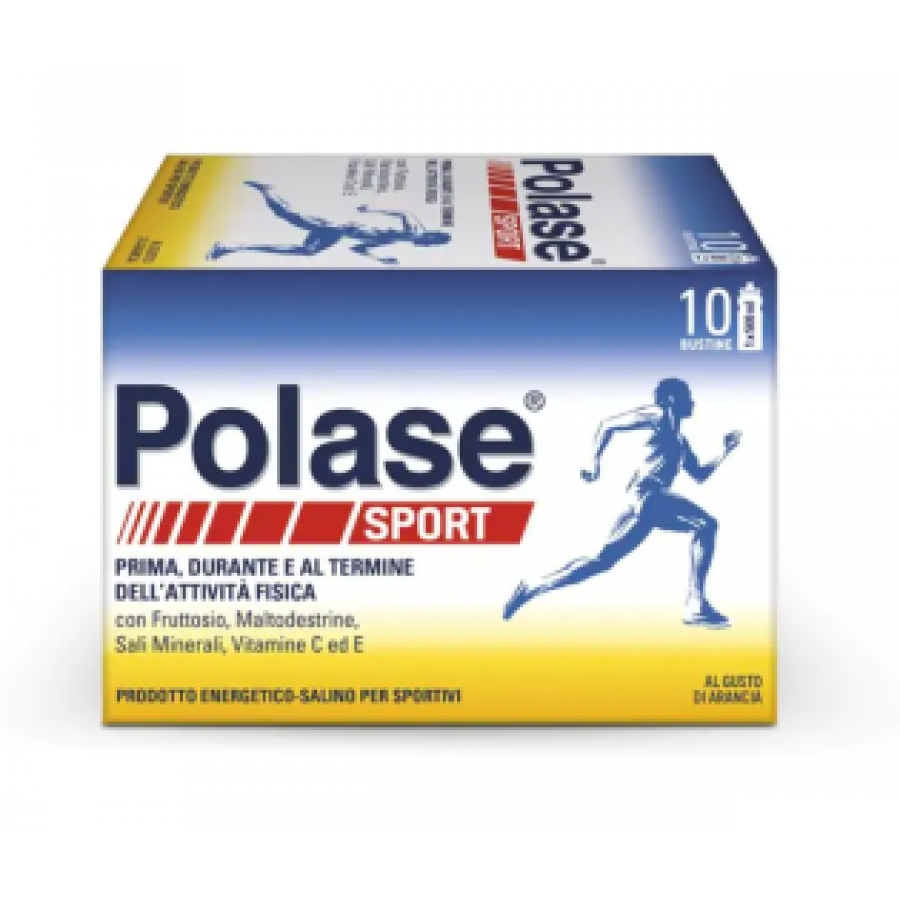 Polase Sport Integratore Sali Minerali, Magnesio, Potassio, Vitamina E e Vitamina C 10 Bustine - Gusto Arancia