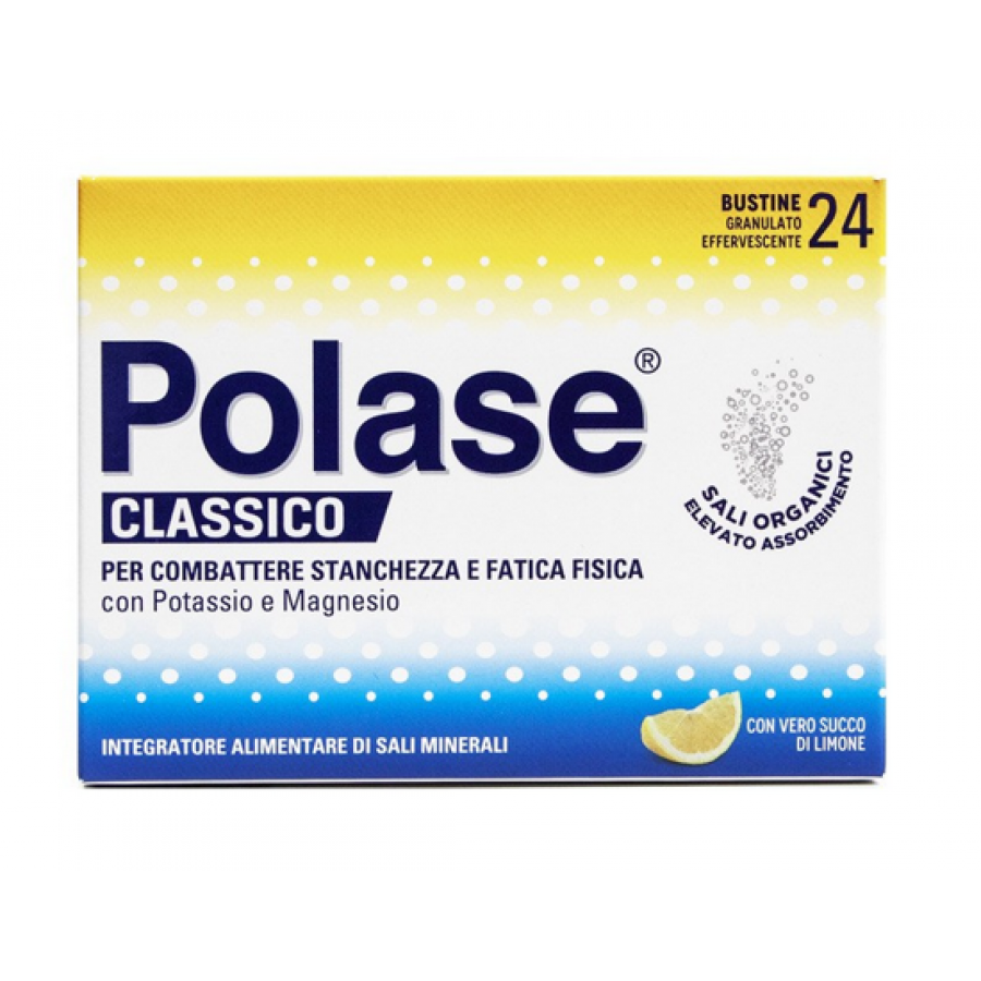 Polase Limone Integratore di Sali Minerali 24 Bustine - Potassio e Magnesio per l'Equilibrio Elettrolitico