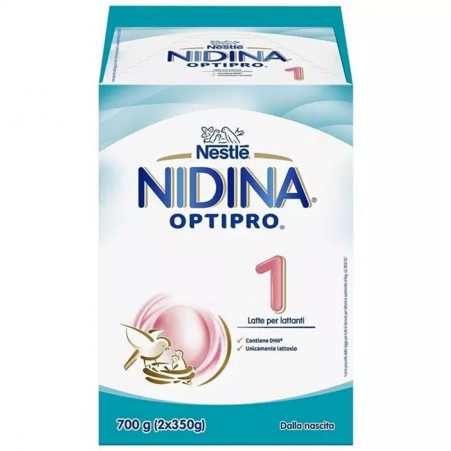 Nestlé Nidina Optipro 1 Polvere Latte Dalla Nascita 2x350g - Latte per Lattanti con DHA, Senza Olio di Palma