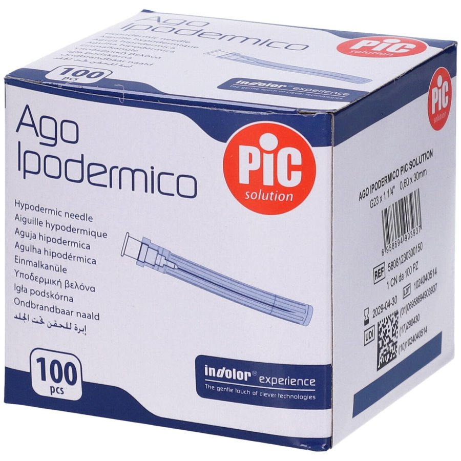 PIC Ago Ipodermico Monouso Gauge 23 1 1/4, 100 Pezzi PIC Ago Ipodermico Monouso Gauge 23 1 1/4, 100 Pezzi
