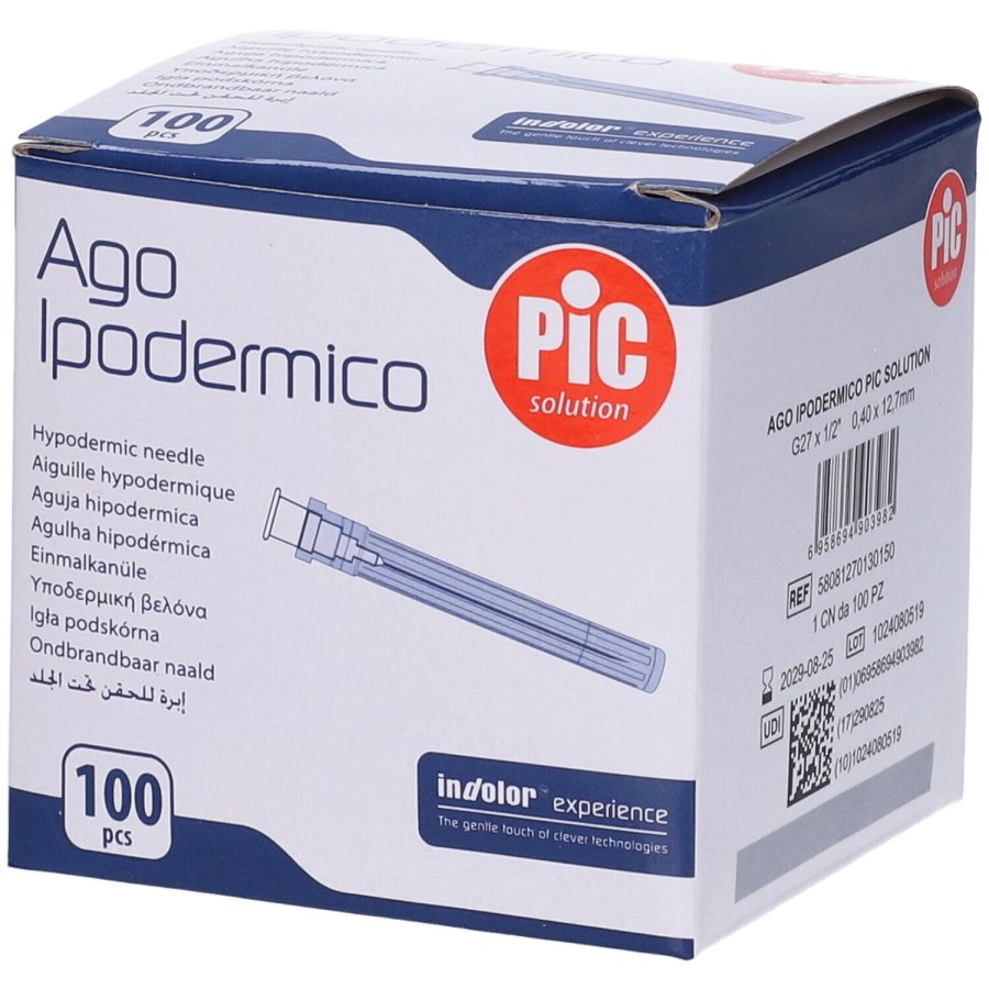PIC Ago Ipodermico Monouso Gauge 27 1/2, 100 Pezzi