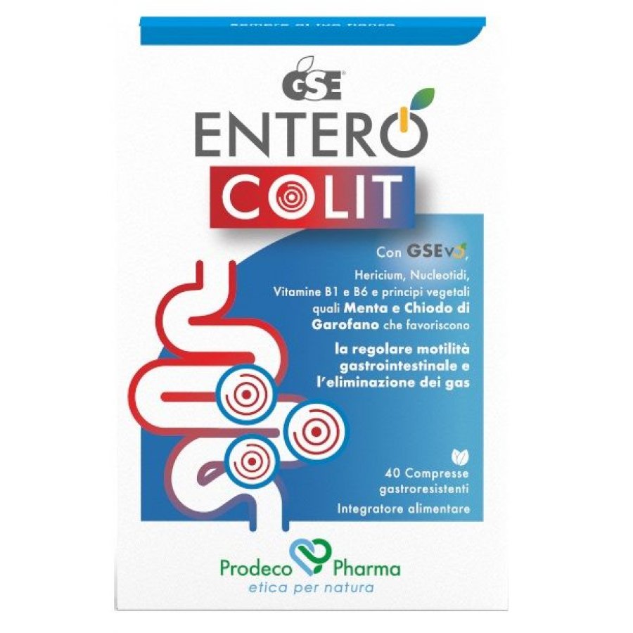 GSE Entero Colit 40 Compresse - Supporta l'Equilibrio Intestinale con Estratto di Semi di Pompelmo, Hericium e Vitamine B