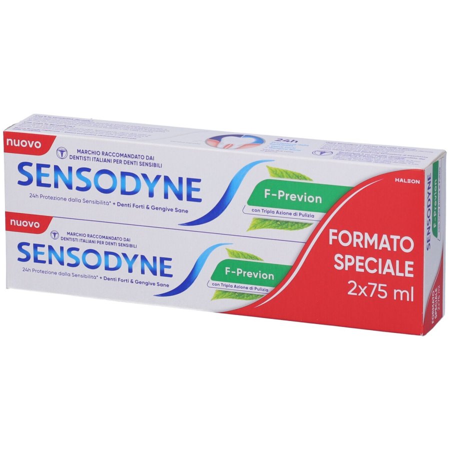 Sensodyne F-Previon, Dentifricio Bipacco, 2 x 75 ml