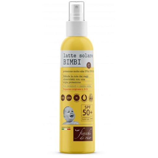 Fiocchi Di Riso Latte Solare Per Bambini SPF50+ 140ml - Protezione Solare Molto Alta UVA, UVB, IR