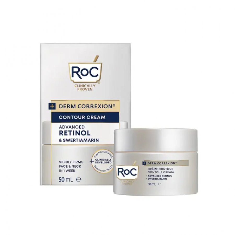 RoC Derm Correxion Crema Viso 50ml - Crema Idratante Anti-Età con Retinolo per Rassodare e Ridefinire i Contorni del Viso e del Collo