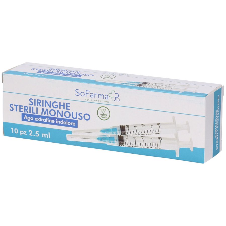 Sofarmapi&ugrave; Siringa Sterile 2,5 ml Gauge 23 con Ago Monouso, 10 Pezzi