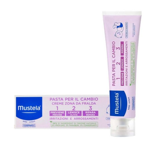Mustela Pasta Cambio 1 2 3 - Crema Protettiva 100ml - Prevenzione e Sollievo per la Pelle del Neonato