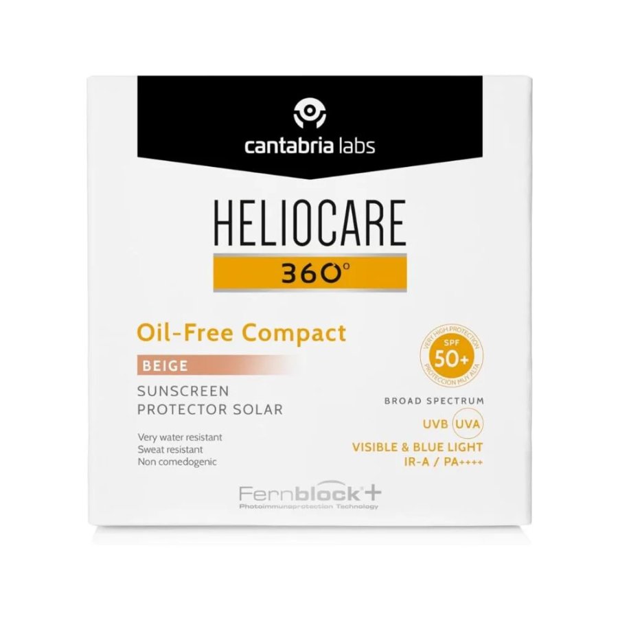 Heliocare 360° Oil Free Compact SPF50+ Protezione Solare Viso Colorata Beige, 10 g