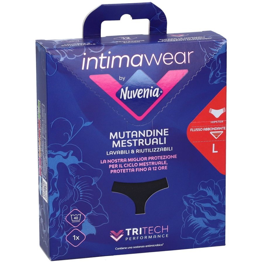 Nuvenia Intimawear Mutandine Mestruali Hipster Tessuto L, 1 mutandina