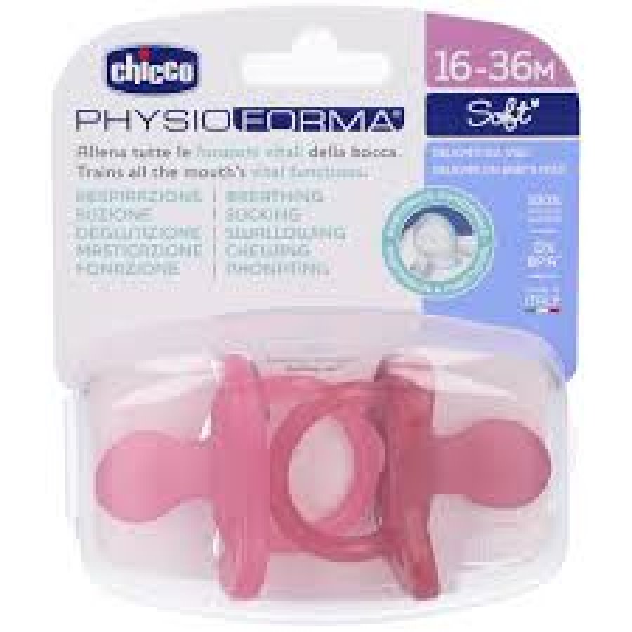Chicco Gommotto PhysioForma Soft 16-36m Rosa 2 Pezzi - Comfort e Sviluppo Orale Ottimale