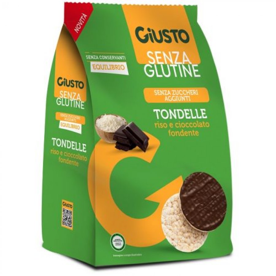 Tondelle Riso e Cioccolato Fondente Giusto Senza Glutine 60g – Mini Gallette Senza Zuccheri Aggiunti