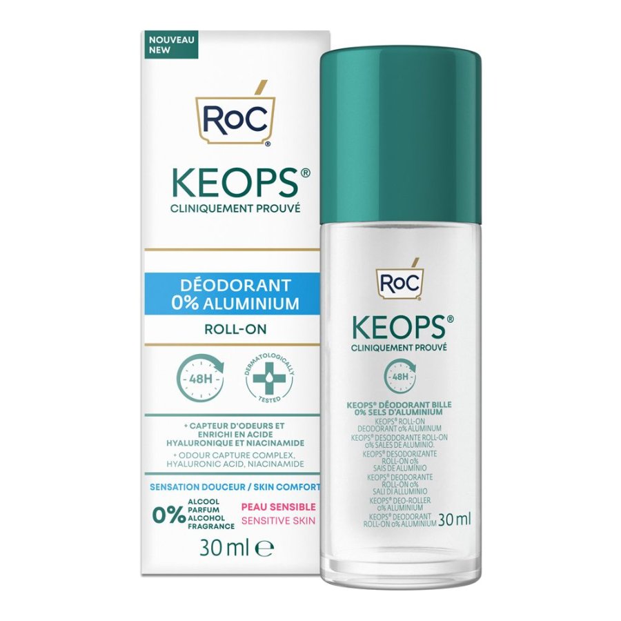 Roc Keops Deodorante Roll-on 0% Sali di Alluminio 30ml